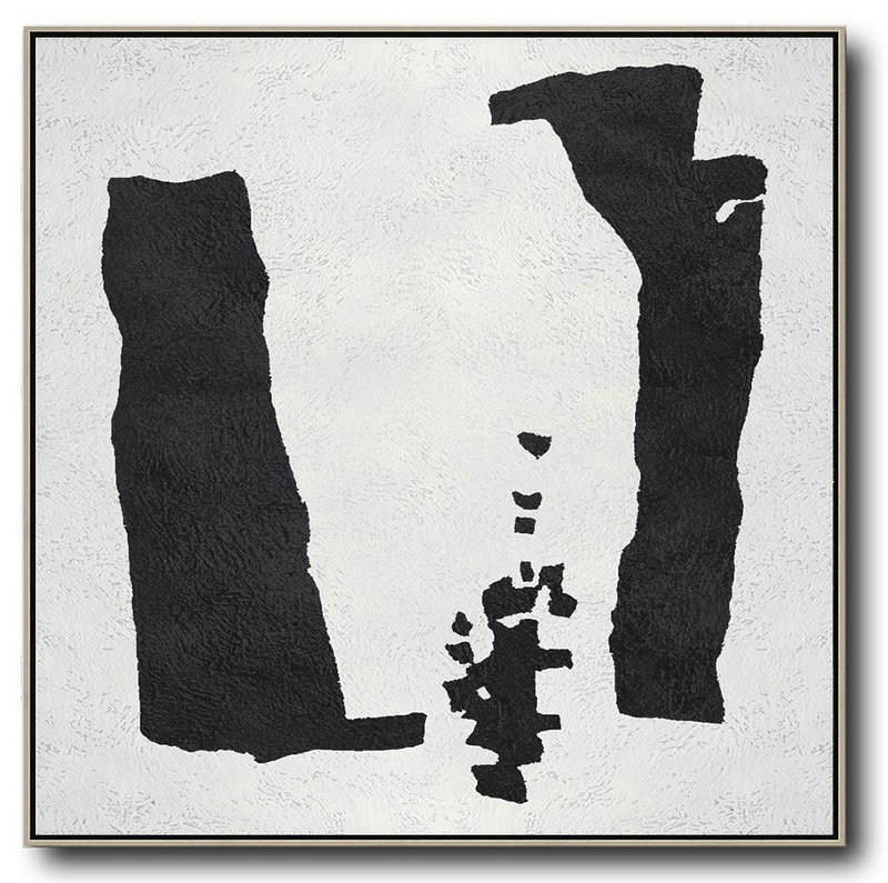 Handmade Large Contemporary Art,Oversized Minimal Black And White Painting - Acrylic Painting On Canvas